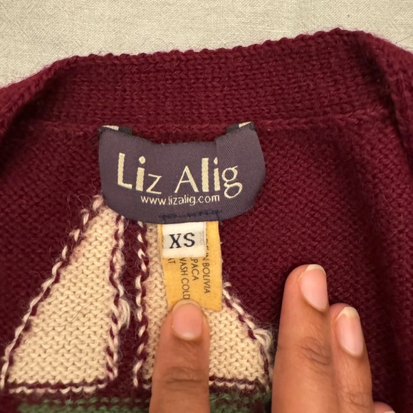 Modcloth quirky sailboat burgundy alpaca cardigan, xs - Picture 7 of 7